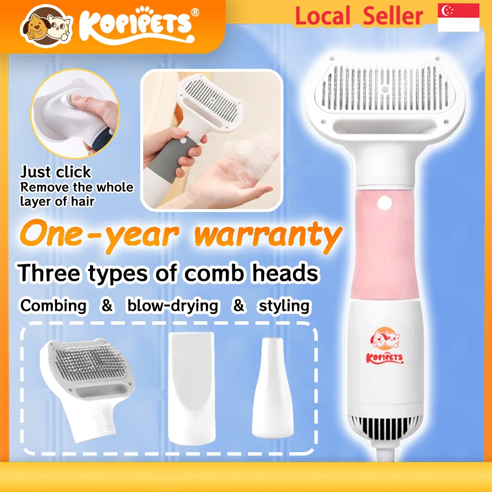 Kopipets 2-in-1 Pet Blow Dry Brush Low Noise Hair Dryer&Comb for Dogs (Poodle/Teddy)&Cats,Anti-Shed