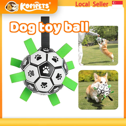 Indestructible Dog Soccer Ball - Chew-Proof Fetch Toy for Outdoor Training | Durable Rubber Teeth Cleaning Ball