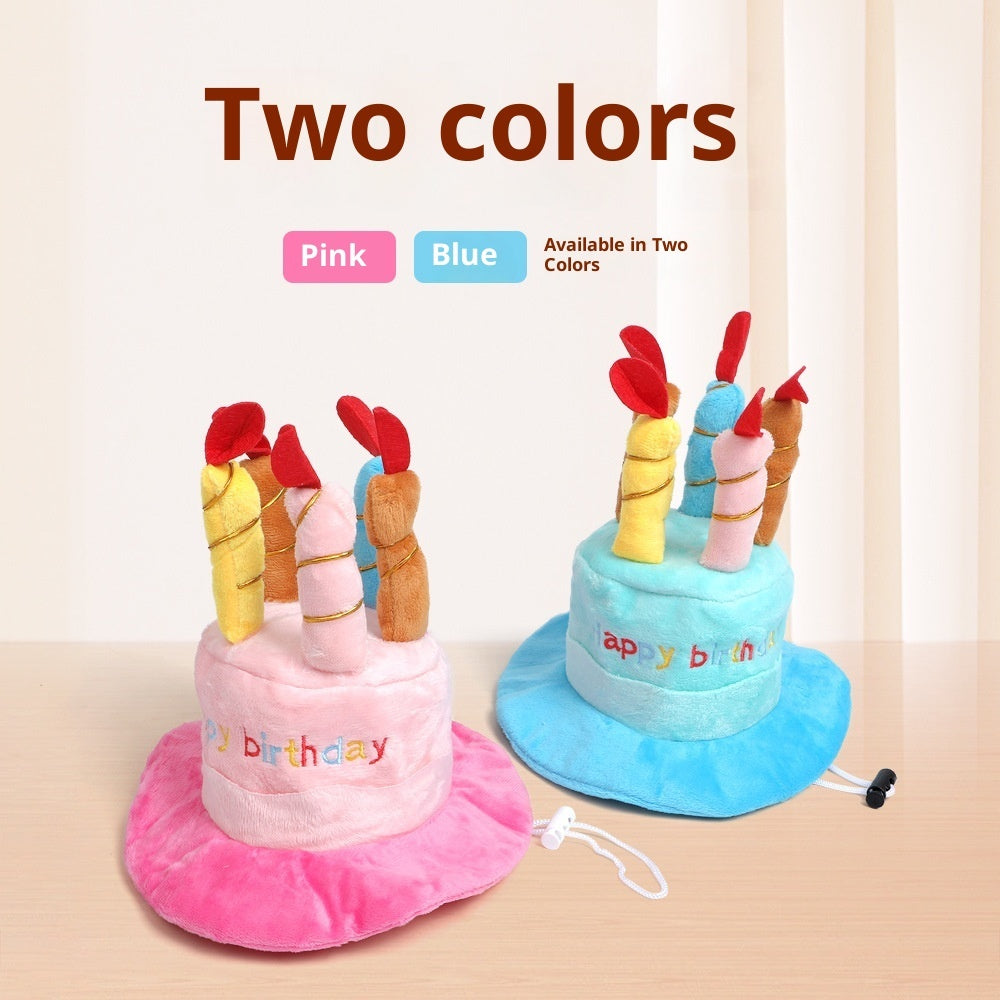Kopipets Pet Birthday Hat Adjustable Cute Plush Cap for Cats and Dogs Party Decoration Accessories
