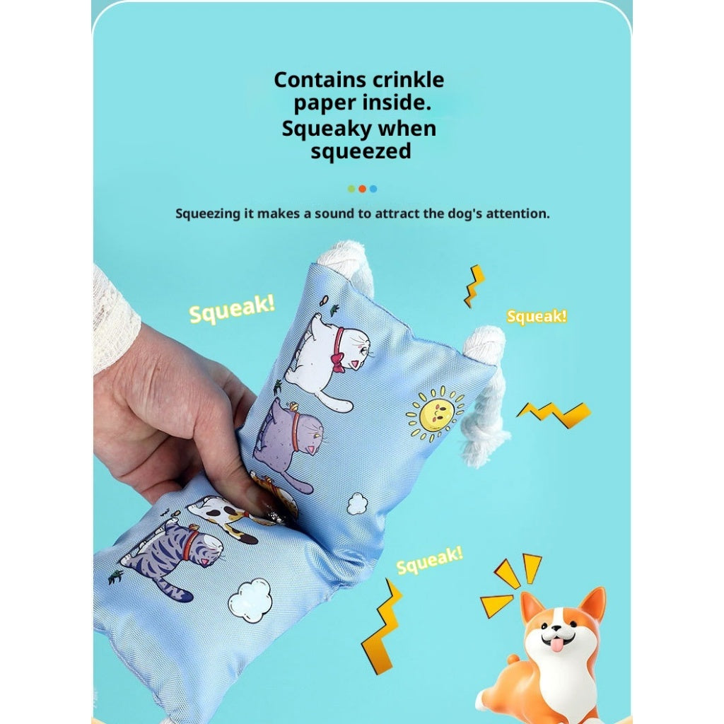 Kopipets Dog Squeaky Toy with Crinkle Sound Cotton Rope Chew Toy Cute Plush for Boredom Relief