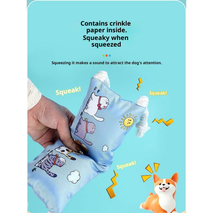Kopipets Dog Squeaky Toy with Crinkle Sound Cotton Rope Chew Toy Cute Plush for Boredom Relief