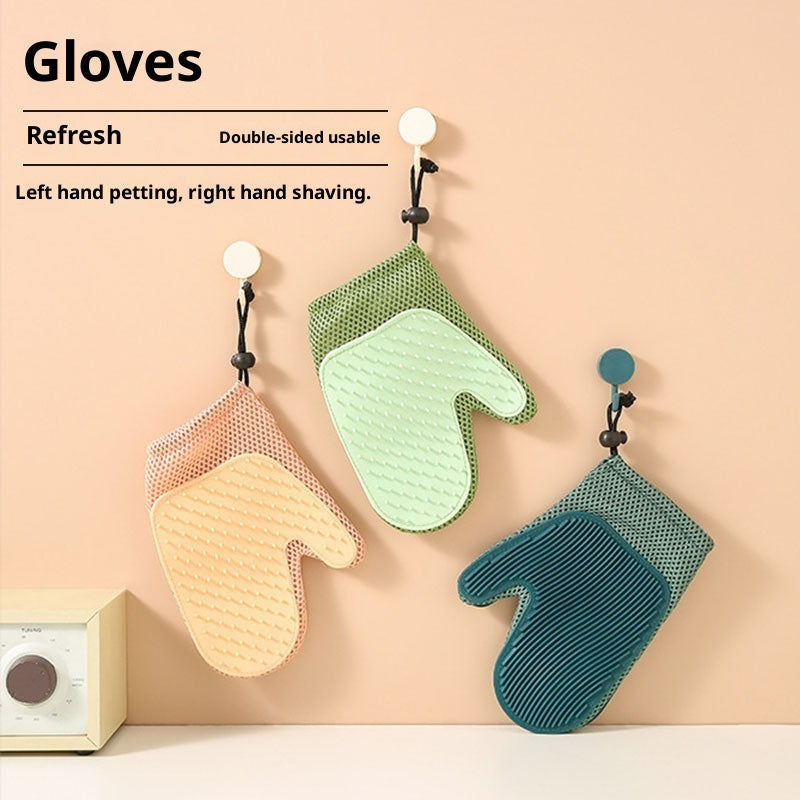 Kopipets Pet Grooming Glove | Double-Sided Rubber Hair Removal & Massage Mitt | Pet Hair Cleaner for Cats, Dog