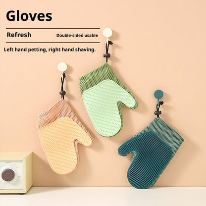 Kopipets Pet Grooming Glove | Double-Sided Rubber Hair Removal & Massage Mitt | Pet Hair Cleaner for Cats, Dog