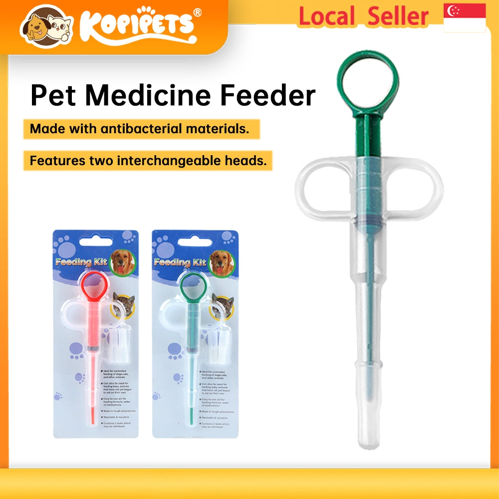 Upgraded Pet Pill Feeder | Dual-Head Push-Type Cat Dog Medicine Dispenser | Dry & Wet Use Pill Syringe Feeder