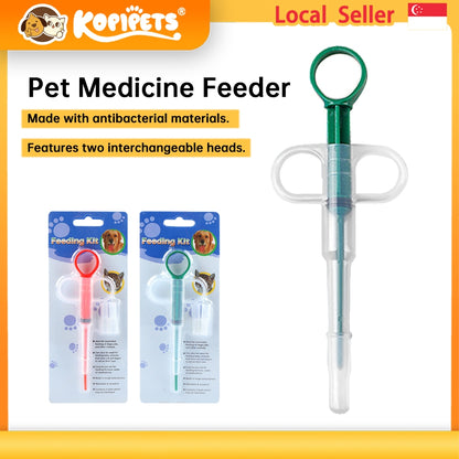 Upgraded Pet Pill Feeder | Dual-Head Push-Type Cat Dog Medicine Dispenser | Dry & Wet Use Pill Syringe Feeder