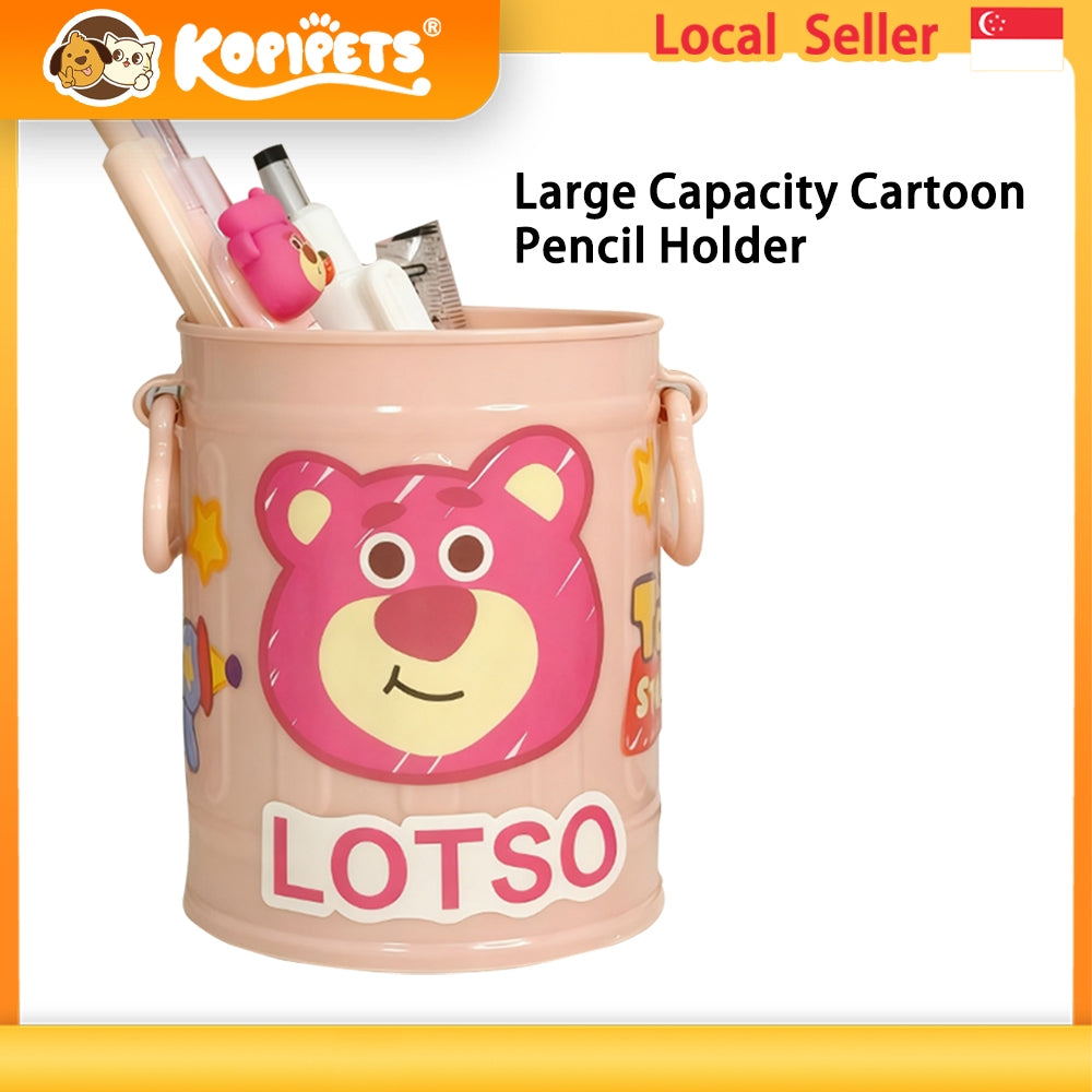 Kopipets Cute Pink Pen Holder Strawberry Bear Desktop Storage Box Winnie the Pooh Large Capacity