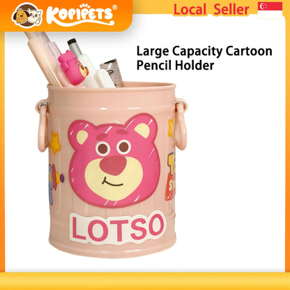 Kopipets Cute Pink Pen Holder Strawberry Bear Desktop Storage Box Winnie the Pooh Large Capacity