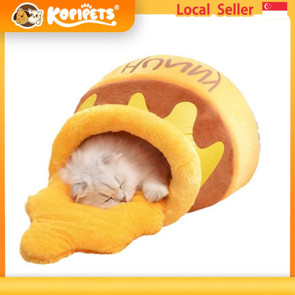 Kopipets Honey Jar Pet Bed Cute Cartoon Cat & Dog Nest Soft Washable Cozy Pet House