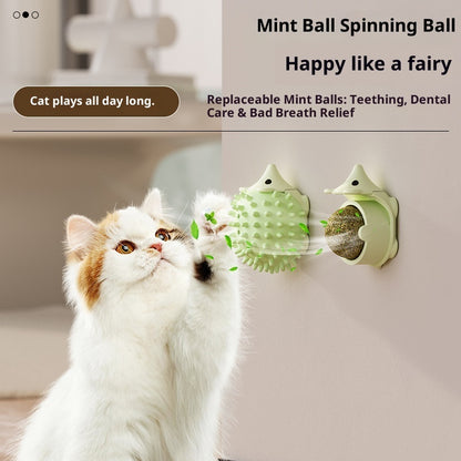 Kopipets Hedgehog Catnip Lick Ball Rotatable & Stickable Cat Toy for Scratching, Teeth Cleaning & Fun