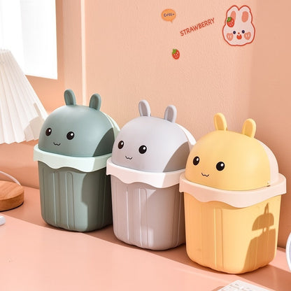 Kopiets Mini Desktop Trash Can Cute Covered Waste Bin Small Creative Table Garbage Bin Home Office Use
