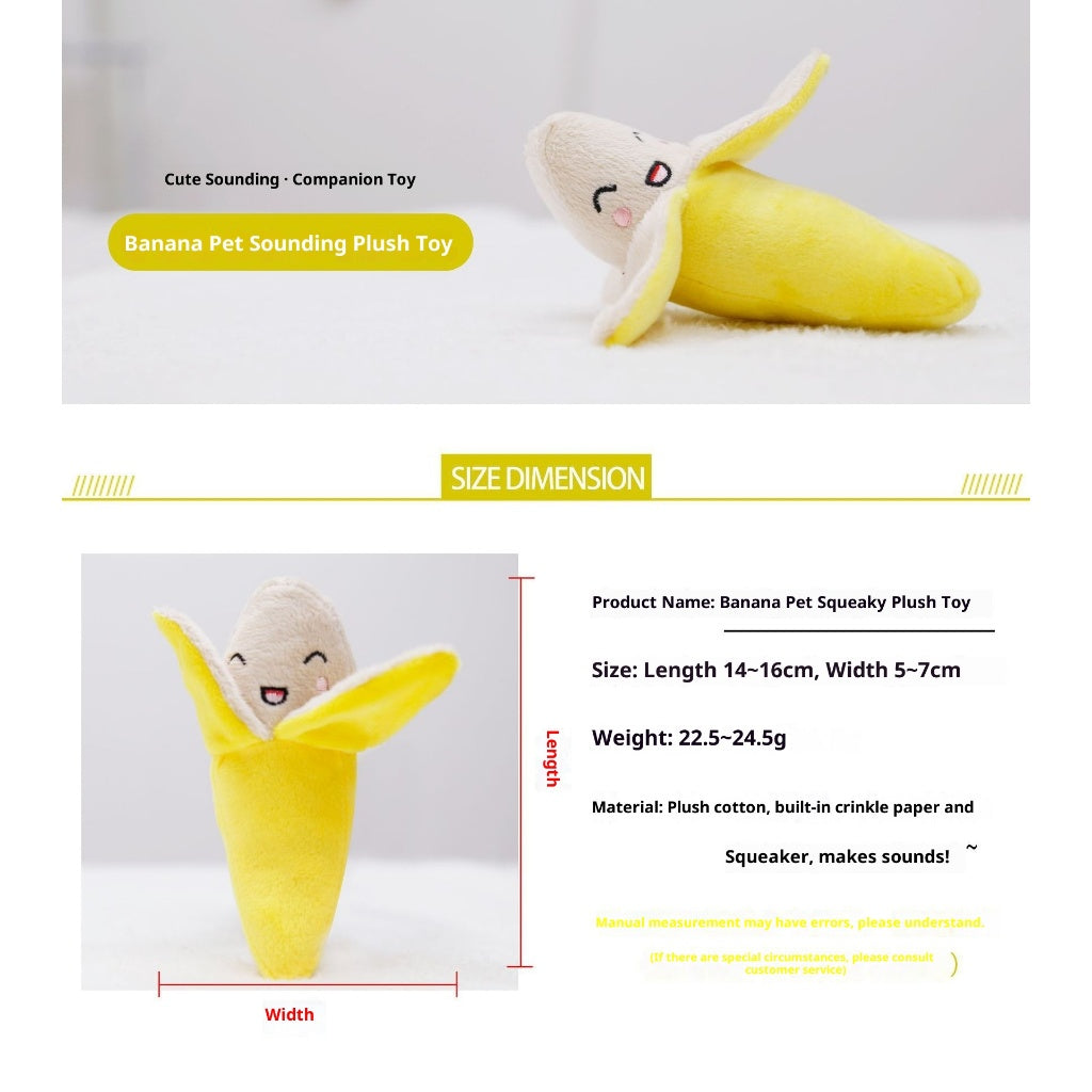 Yellow Banana Pet Toy Plush Squeaky BB Sound Dog Cat Interactive Toy Cute Companion