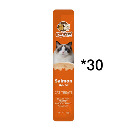 Kopipets 30pcs Value Pack Creamy Cat Treats Cats Love It Tuna|Salmon|Chicken High Protein Halal Certified