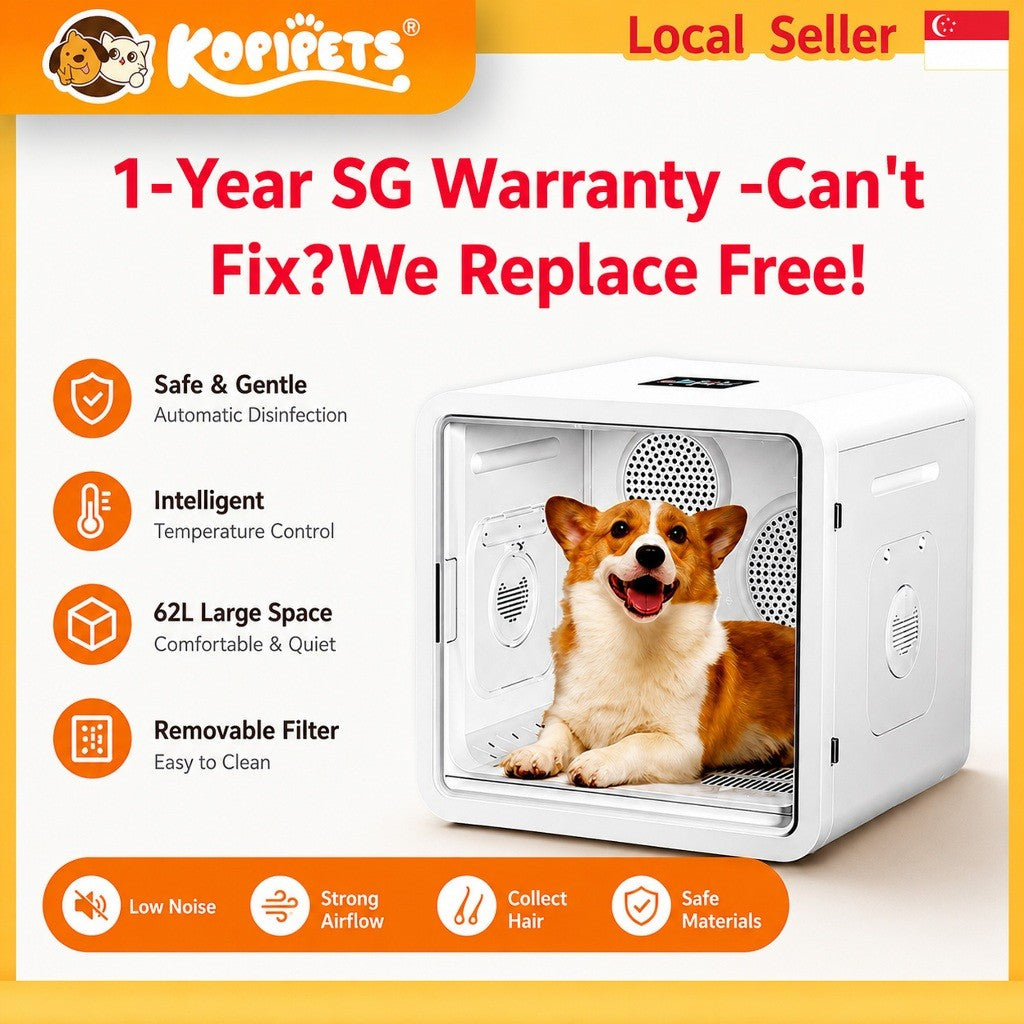 Kopipets pet dryer box for cats and dogs with 1-year Singapore support