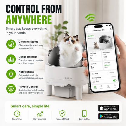 Kopipets Automatic Smart Cat Litter Box APP Control Open Top Self Cleaning Cat Toilet 15L Waste Bin