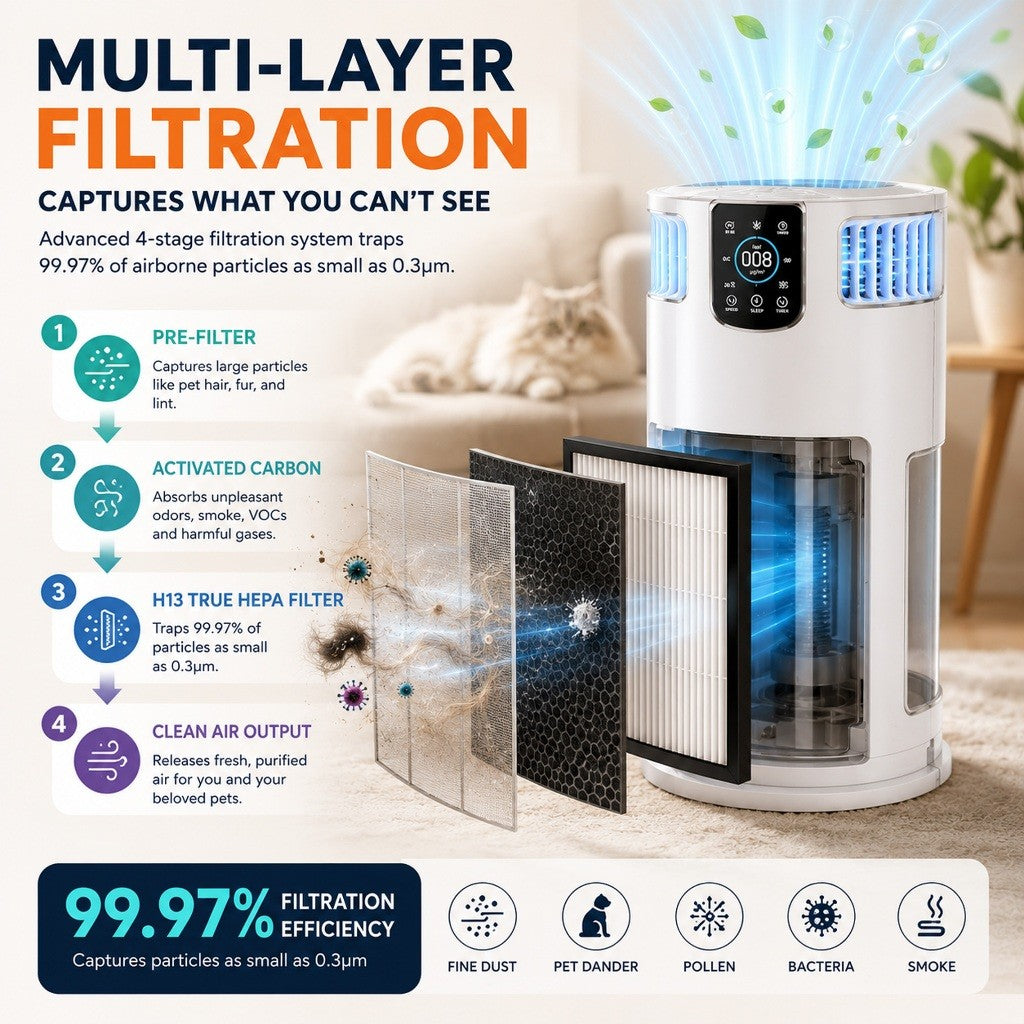 Kopipets Smart Pet Air Purifier HEPA13 With APP