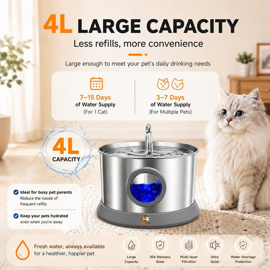 Kopipets 4L Wireless Pet Water Fountain