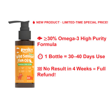 Kopipets Wild Salmon Fish Oil for Cats Dog Shiny Coat Skin reduce shedding High Omega-3 Pet Fish oil