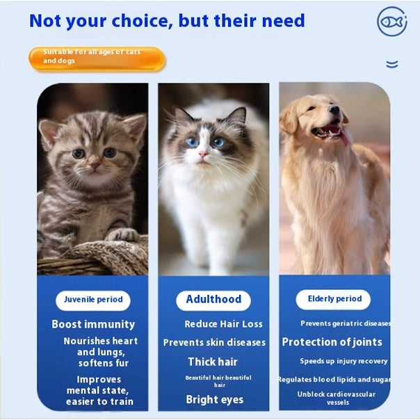 Kopipets Wild Salmon Fish Oil for Cats Dog Shiny Coat Skin reduce shedding High Omega-3 Pet Fish oil