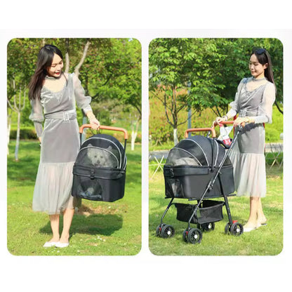 Kopipets Local Seller 3-in-1 Foldable Pet Stroller with Detachable Cat & Dog Carrier Lightweight