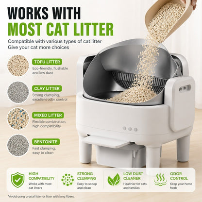 Kopipets Automatic Smart Cat Litter Box APP Control Open Top Self Cleaning Cat Toilet 15L Waste Bin