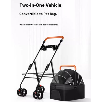 Kopipets Local Seller 3-in-1 Foldable Pet Stroller with Detachable Cat & Dog Carrier Lightweight