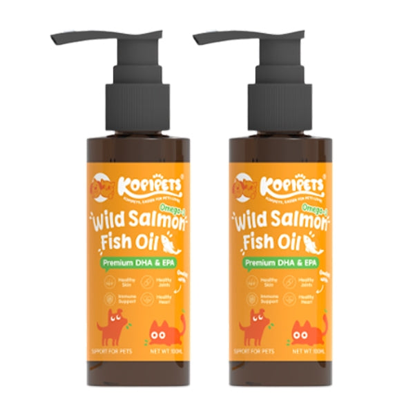 Kopipets Wild Salmon Fish Oil for Cats Dog Shiny Coat Skin reduce shedding High Omega-3 Pet Fish oil