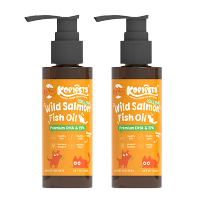 Kopipets Wild Salmon Fish Oil for Cats Dog Shiny Coat Skin reduce shedding High Omega-3 Pet Fish oil