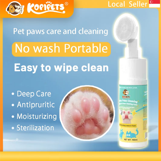 Kopipets 100% Natural Pet Paw Cleaner Foam 150ml Dog Cat Paw Wash Natural Plant Formula 360° Brush