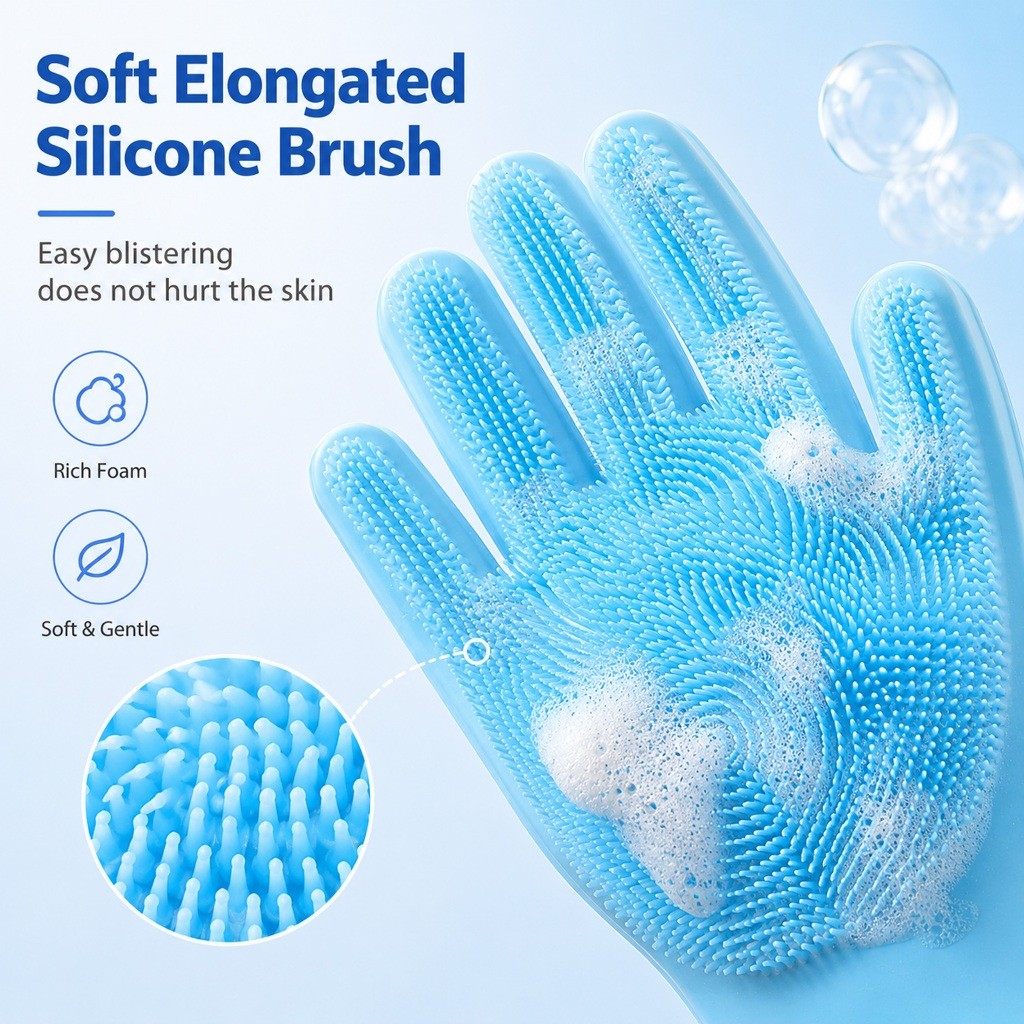 Kopipets 33x14.5cm Silicone Pet Bath Gloves