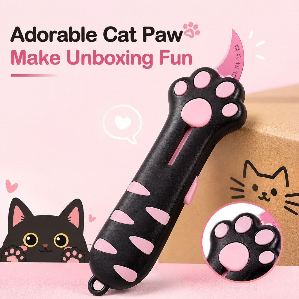 KOPIPETS Cat Paw Box Cutter Retractable Mini Utility Knife Package Opener Keychain Portable Letter Opener