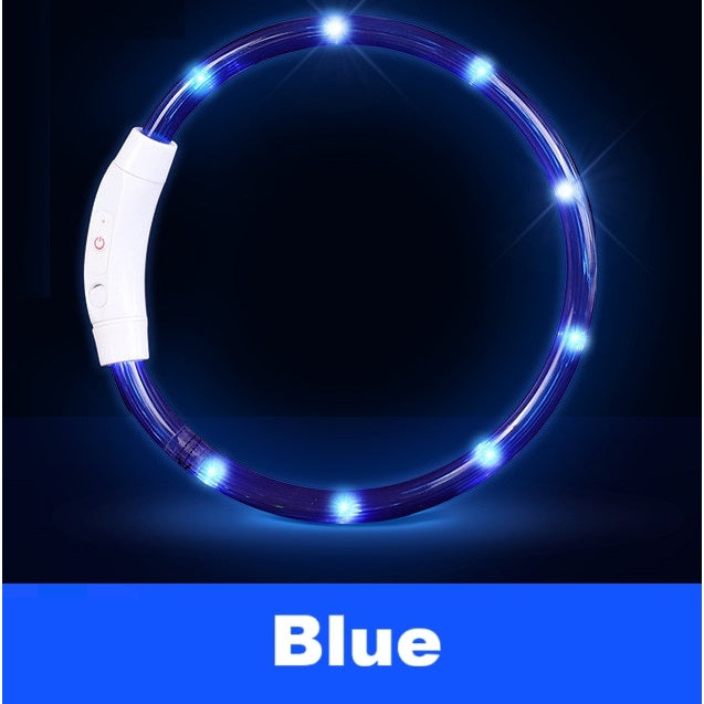 Kopipets Rechargeable LED Pet Collar - Glowing Safety Necklace for Dogs & Cats, USB Charging, 10 Color Modes, Adjustable