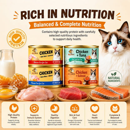 Kopipets Cat Wet Food 85g Chicken Tuna Salmon Goat Milk Honey Egg Yolk Mousse Cat Can Complete Meal
