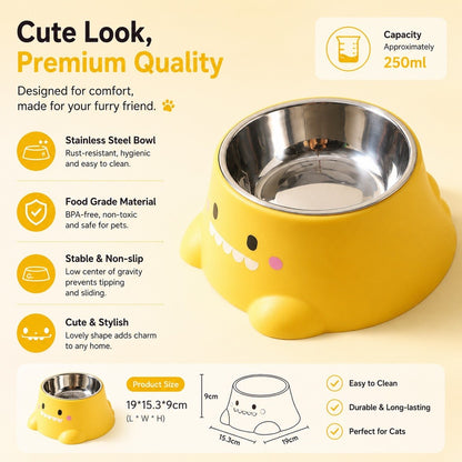 Kopipets Dinosaur Pet Feeding Bowl 15° Neck Protection