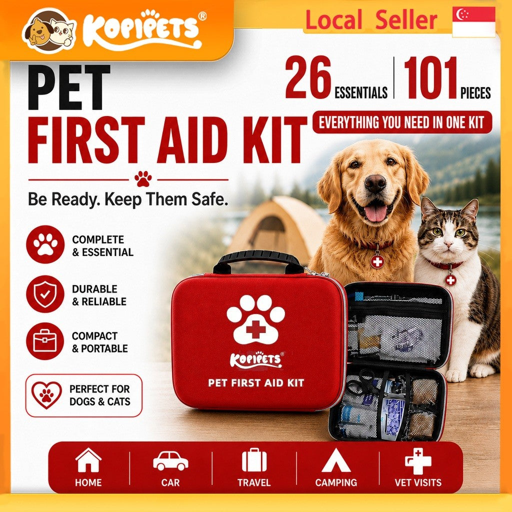 KOPIPETS Pet First Aid Kit 101PCS Emergency Medical Kit for Dogs Cats Travel Home Outdoor EVA Case