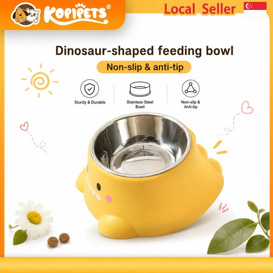 Kopipets Dinosaur Pet Feeding Bowl 15° Neck Protection