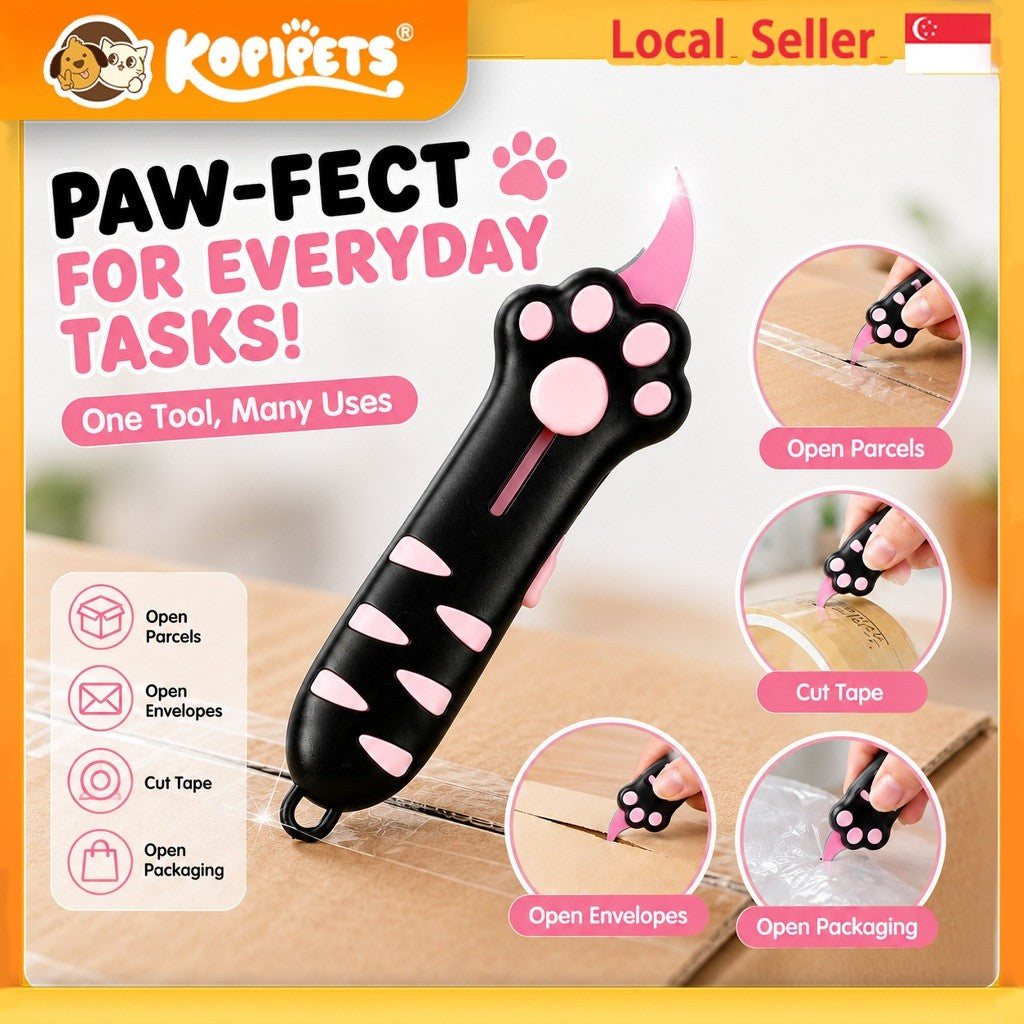 KOPIPETS Cat Paw Box Cutter Retractable Mini Utility Knife Package Opener Keychain Portable Letter Opener