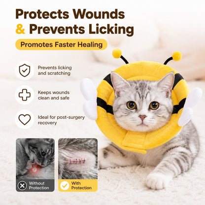 KOPIPETS Soft Elizabeth Collar for Cats & Dogs Bee Recovery Cone Anti Lick Anti Bite Pet Protective Collar