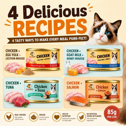 Kopipets Cat Wet Food 85g Chicken Tuna Salmon Goat Milk Honey Egg Yolk Mousse Cat Can Complete Meal