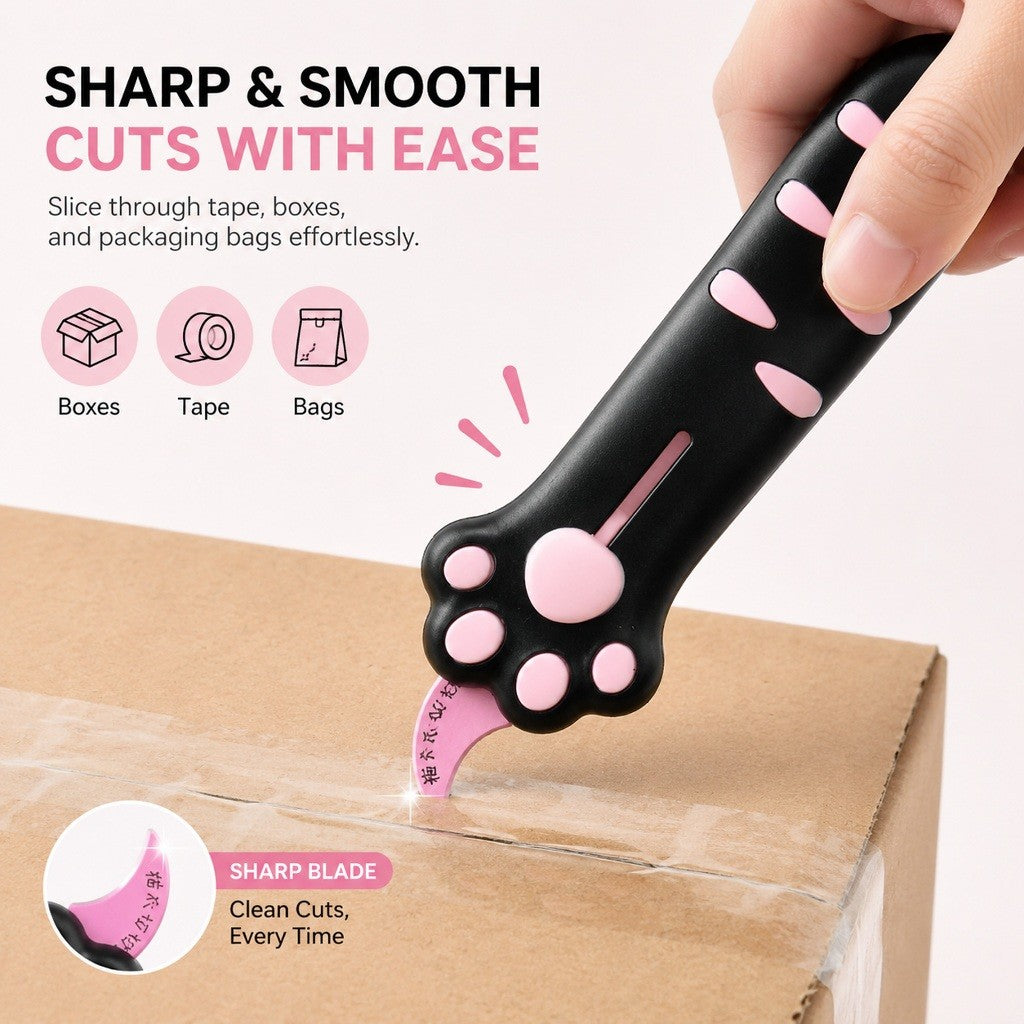 KOPIPETS Cat Paw Box Cutter Retractable Mini Utility Knife Package Opener Keychain Portable Letter Opener