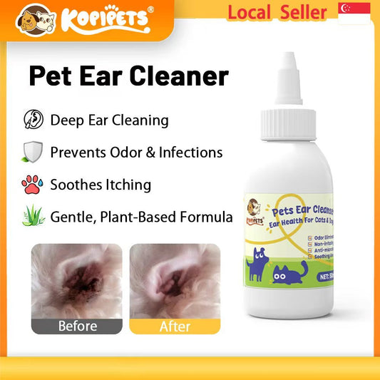 KOPIPETS 50ml Ear Cleanser for Cats & Dogs – Ear Cleaning, Earwax Removal, Prevent Odor & Inflammation