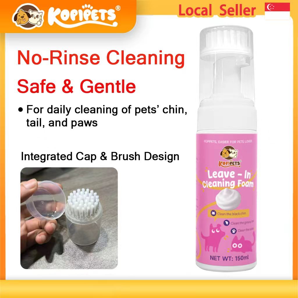 KOPIPETS 150ml Pet Leave-In Cleaning Foam – Effective & Gentle Cleansing for Black Chin, Oily Tail & Paw
