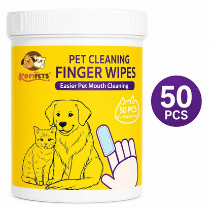 Kopipets Pet Finger Wet Wipes – 50pcs | Gentle Tooth & Ear Wipes for Dogs and Cats | Natural Plant