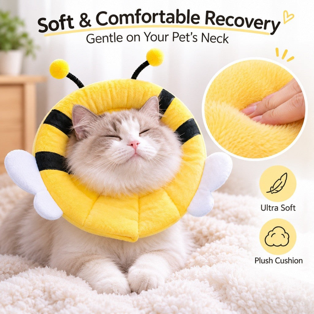 KOPIPETS Soft Elizabeth Collar for Cats & Dogs Bee Recovery Cone Anti Lick Anti Bite Pet Protective Collar