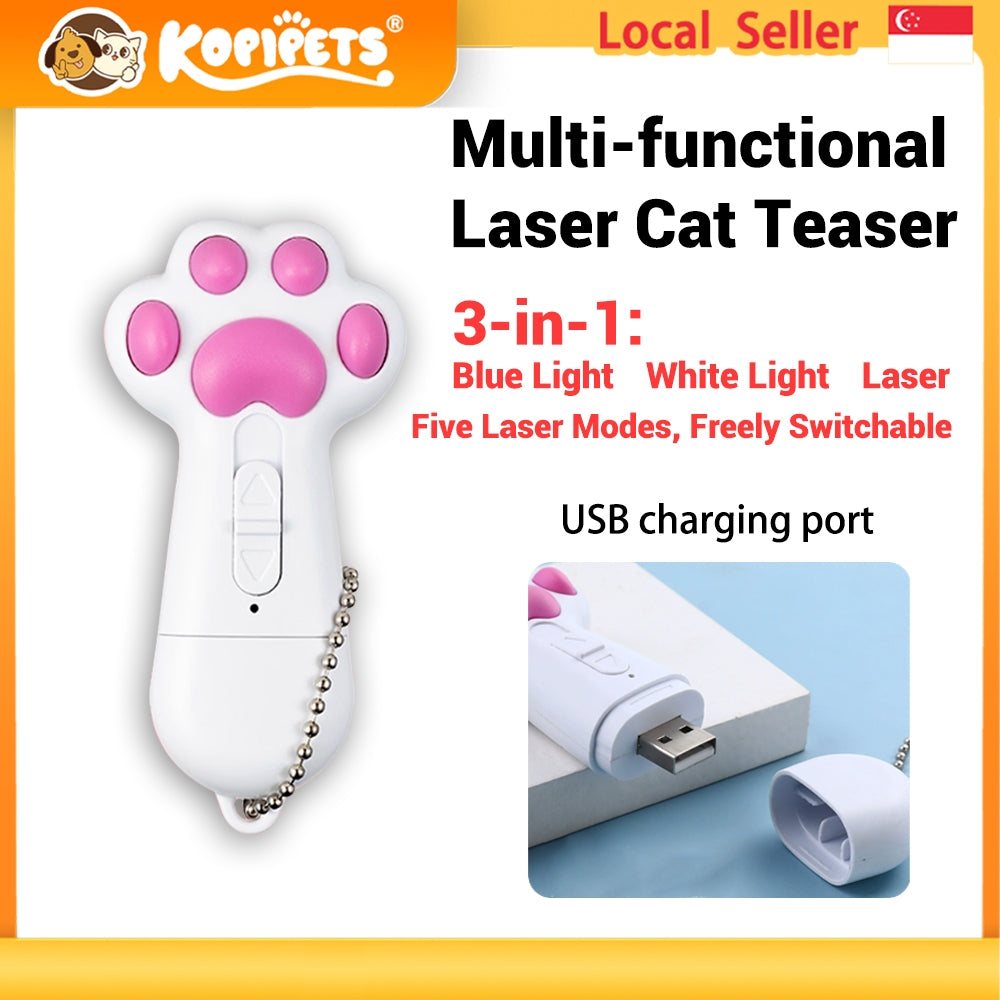 Kopipets USB Laser Cat Toy Multi-Pattern Cat Paw Laser Pointer, Infrared & RGB Lights, Fun Cat Play