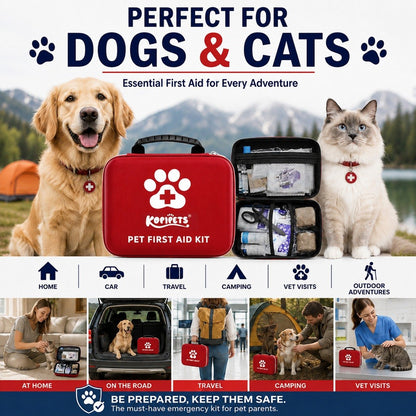 KOPIPETS Pet First Aid Kit 101PCS Emergency Medical Kit for Dogs Cats Travel Home Outdoor EVA Case