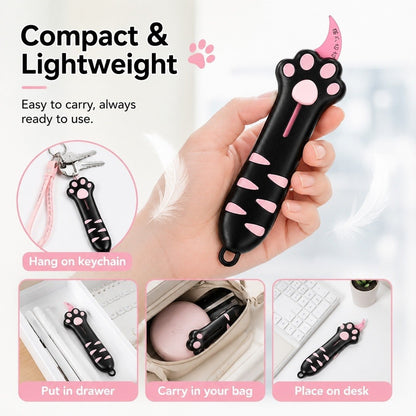 KOPIPETS Cat Paw Box Cutter Retractable Mini Utility Knife Package Opener Keychain Portable Letter Opener