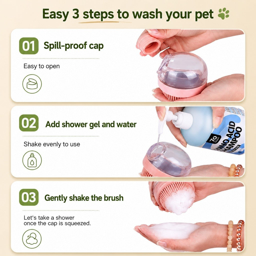 Kopipets 2-in-1 Pet Bath Brush for Cats & Dogs