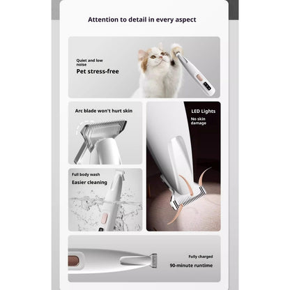 Kopiets Pet Hair Trimmer Silent Clipper for Cats & Dogs, Wide Blade, Washable, No Hair Jamming
