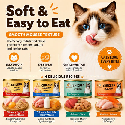 Kopipets Cat Wet Food 85g Chicken Tuna Salmon Goat Milk Honey Egg Yolk Mousse Cat Can Complete Meal