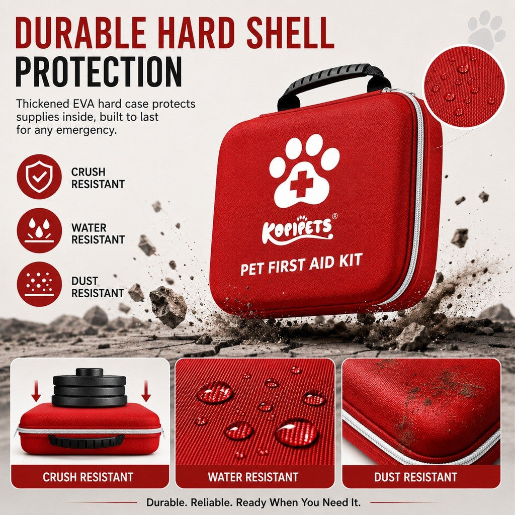 KOPIPETS Pet First Aid Kit 101PCS Emergency Medical Kit for Dogs Cats Travel Home Outdoor EVA Case